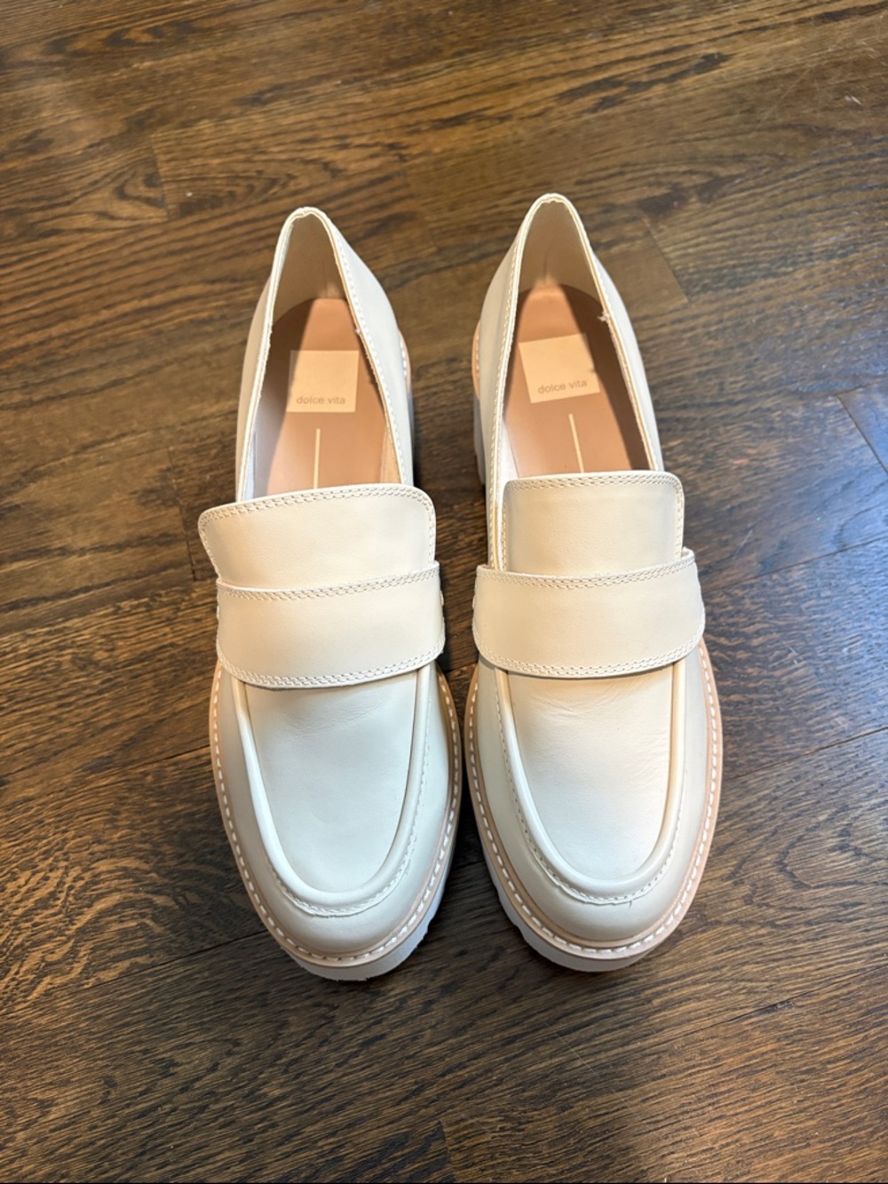 Dolce Vita Cream Leather Penny Loafers
